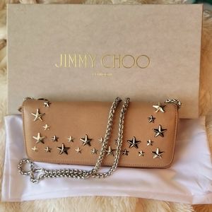 💥JIMMY CHOO LONG PURSE WALLET ON CHAIN | SILVER STUDS | 4PCS SET